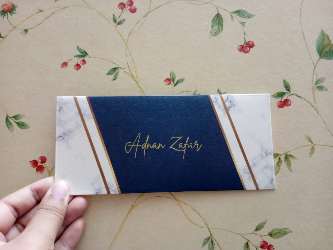 Blue+White Floral Design Card Pack of 20 (Printed Envelopes)