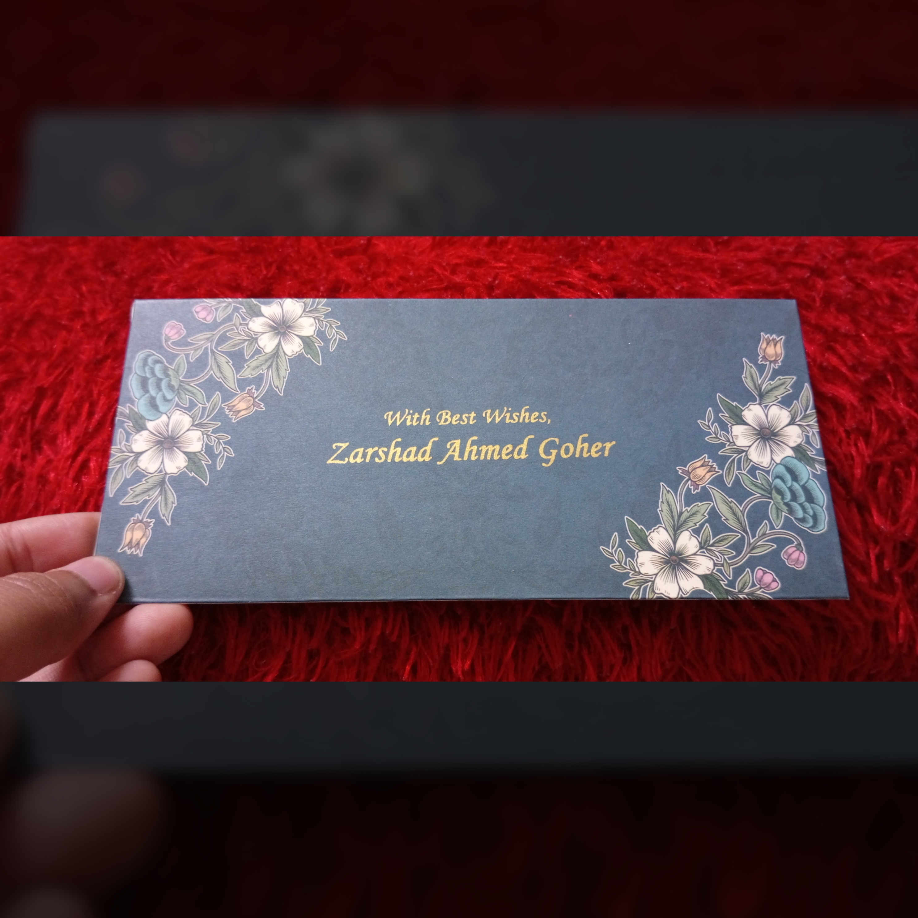 Navy Blue Best Wishes Card Design Pack of 20(Printed Envelopes)